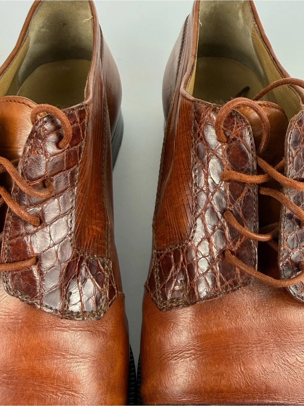 R. Martegani Italy Exotic Leather Alligator  Brown Dress Shoes Mens 10M